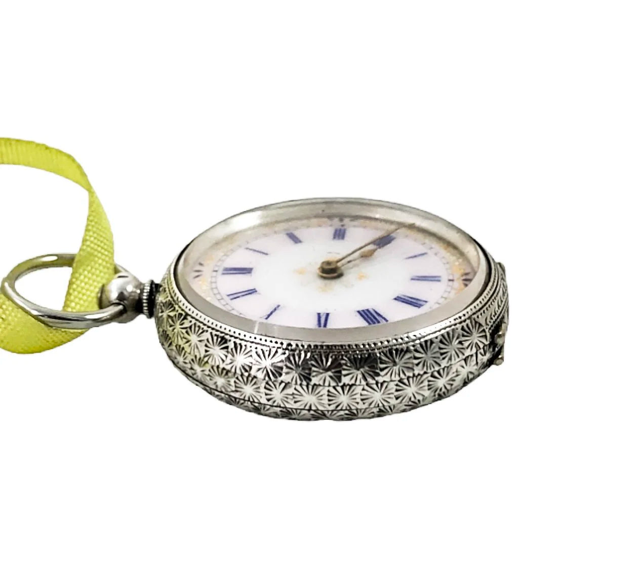 Working late 19th century Swiss 935 silver & enamel ladies pocket watch