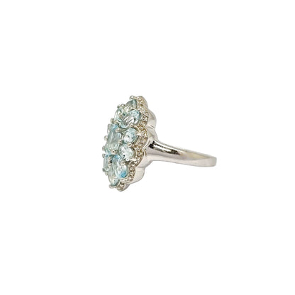 Vintage sky blue topaz sterling silver cocktail statement ring, size O ½