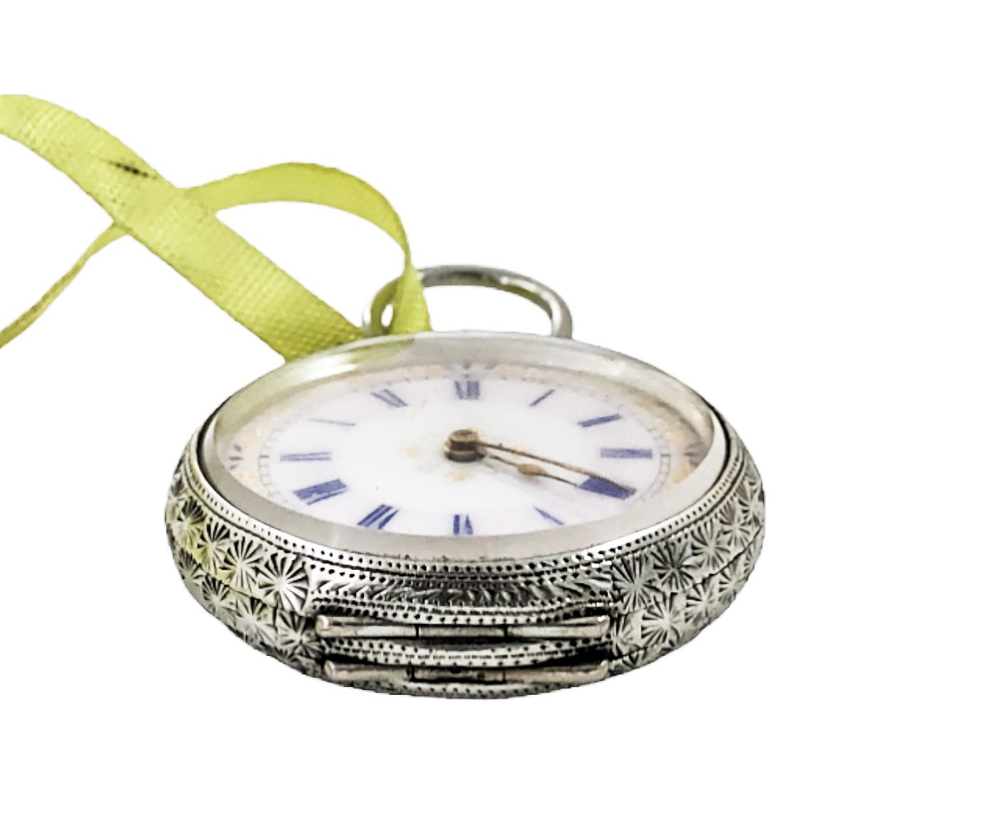 Working late 19th century Swiss 935 silver & enamel ladies pocket watch
