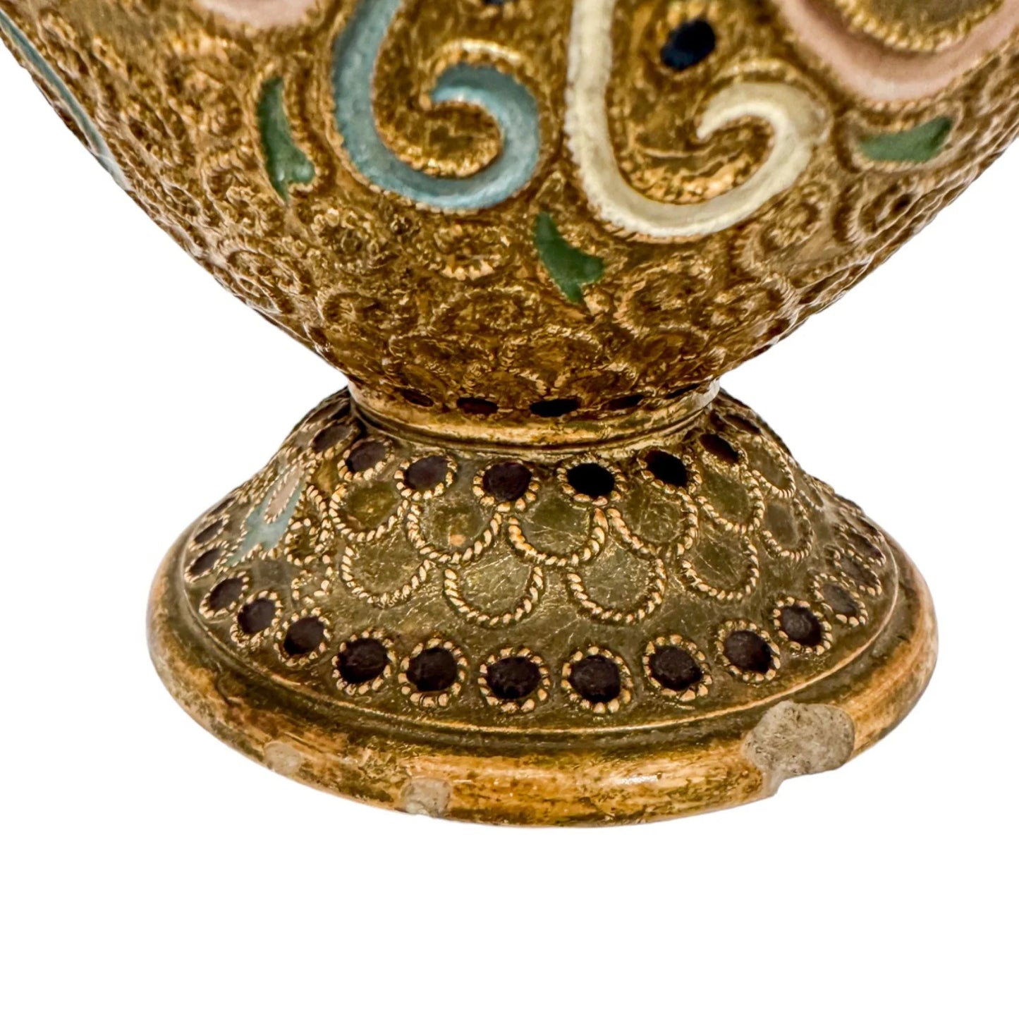 Victorian 1890's Wilhelm Schiller & Sohn twin-handled pottery vase in Islamic style