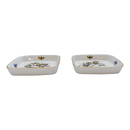 Vintage Hungarian Herend porcelain pair trinket / pin dish, Rotschild bird pattern