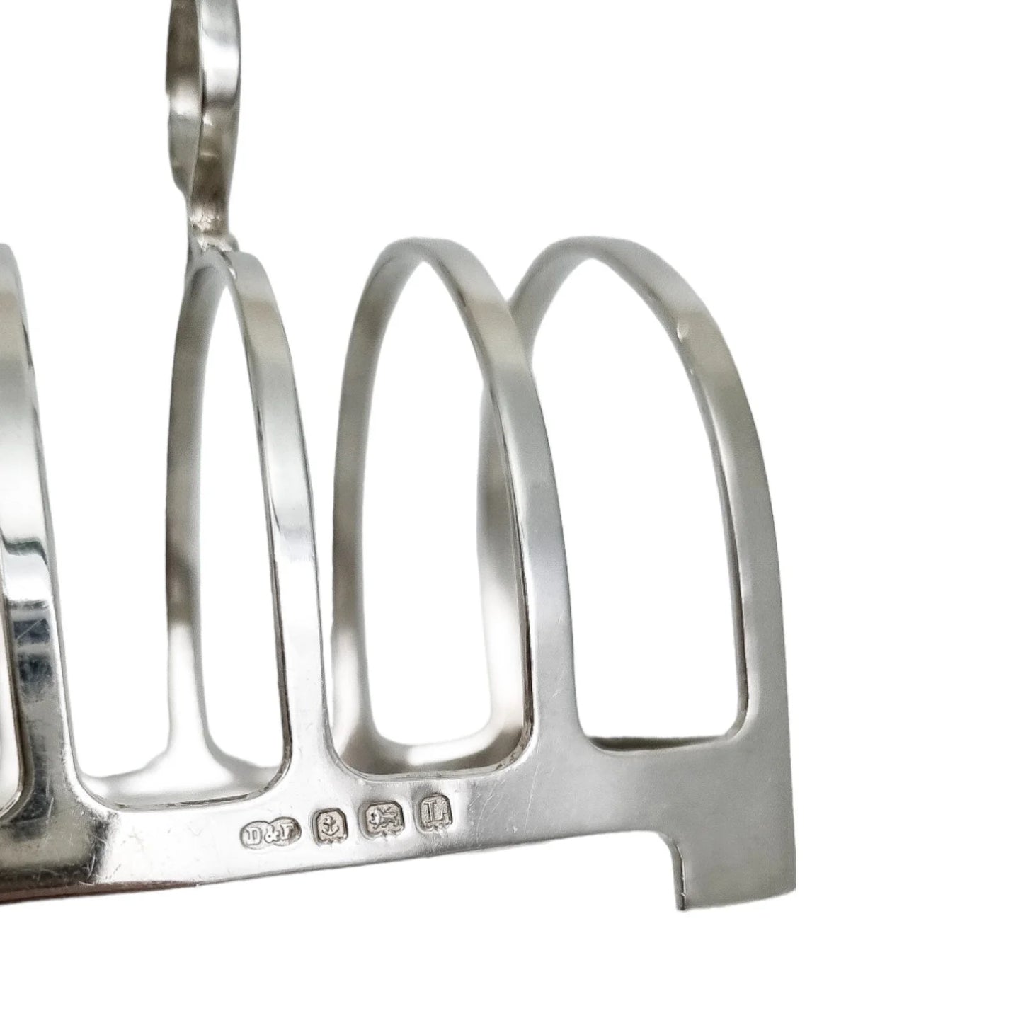 Art Deco sterling silver bachelor's 5-bar toast / letter rack with 4 slots
