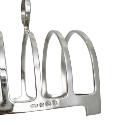 Art Deco sterling silver bachelor's 5-bar toast / letter rack with 4 slots