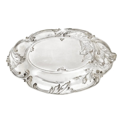 Edwardian sterling silver dressing table pin dish embossed with tulips and foliage