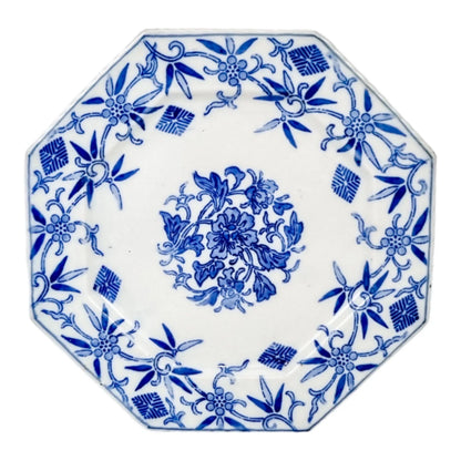 Meiji era Fukagawa Koransha Seiji Kaisha octagonal blue and white porcelain plate
