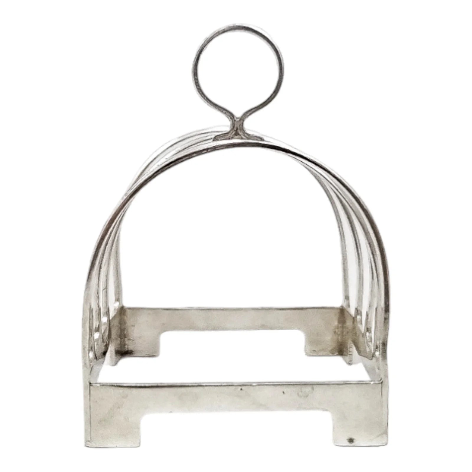Art Deco sterling silver bachelor's 5-bar toast / letter rack with 4 slots