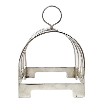 Art Deco sterling silver bachelor's 5-bar toast / letter rack with 4 slots
