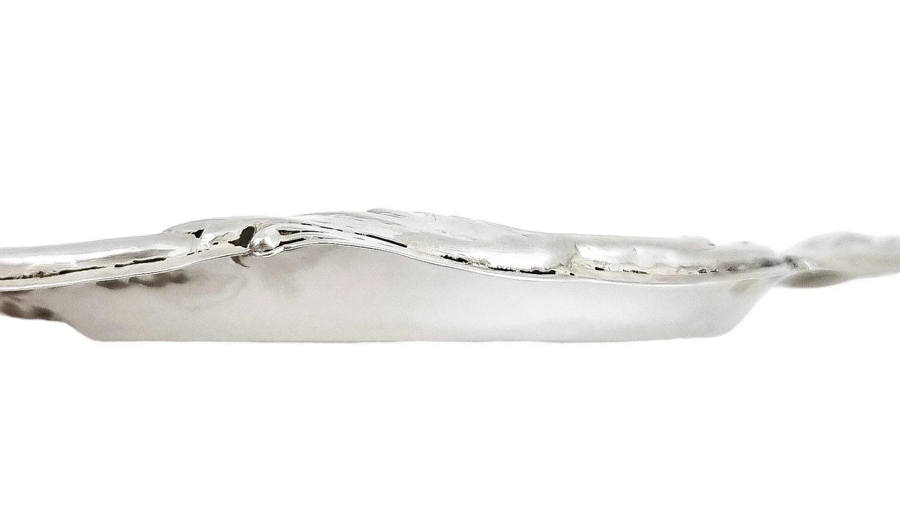 Edwardian sterling silver dressing table pin dish embossed with tulips and foliage