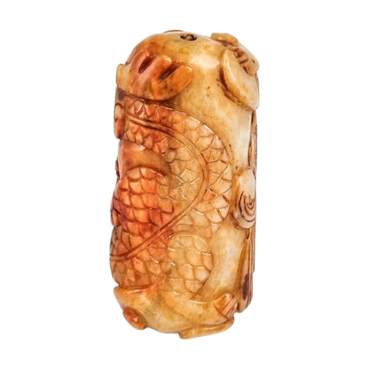 Qing dynasty beige russet jade amulet carving of coiling dragon