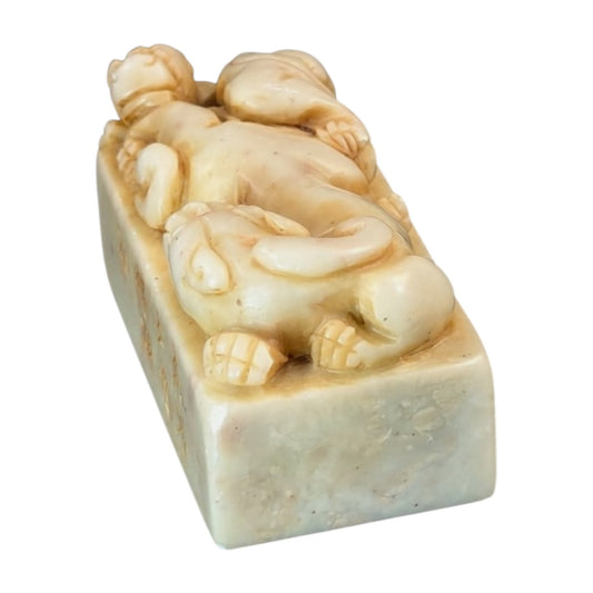 Shoushan stone seal with pair of Shi Lions
