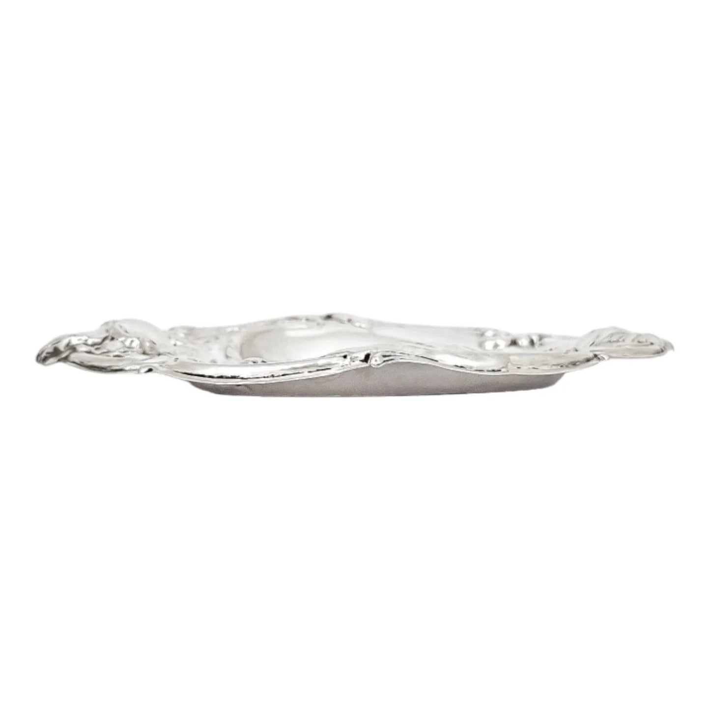 Edwardian sterling silver dressing table pin dish embossed with tulips and foliage