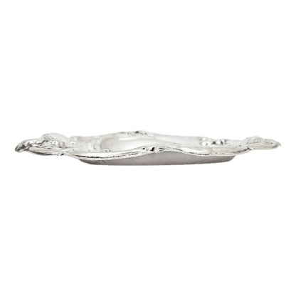 Edwardian sterling silver dressing table pin dish embossed with tulips and foliage