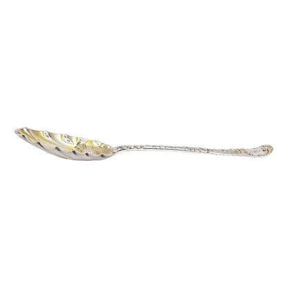 George II silver gilt berry spoon with Green Man mask