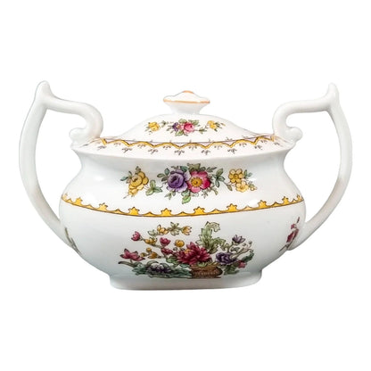 Spode bone china "Peplow" sugar bowl for Harrods, Chinoiserie flowers Rd. 568948