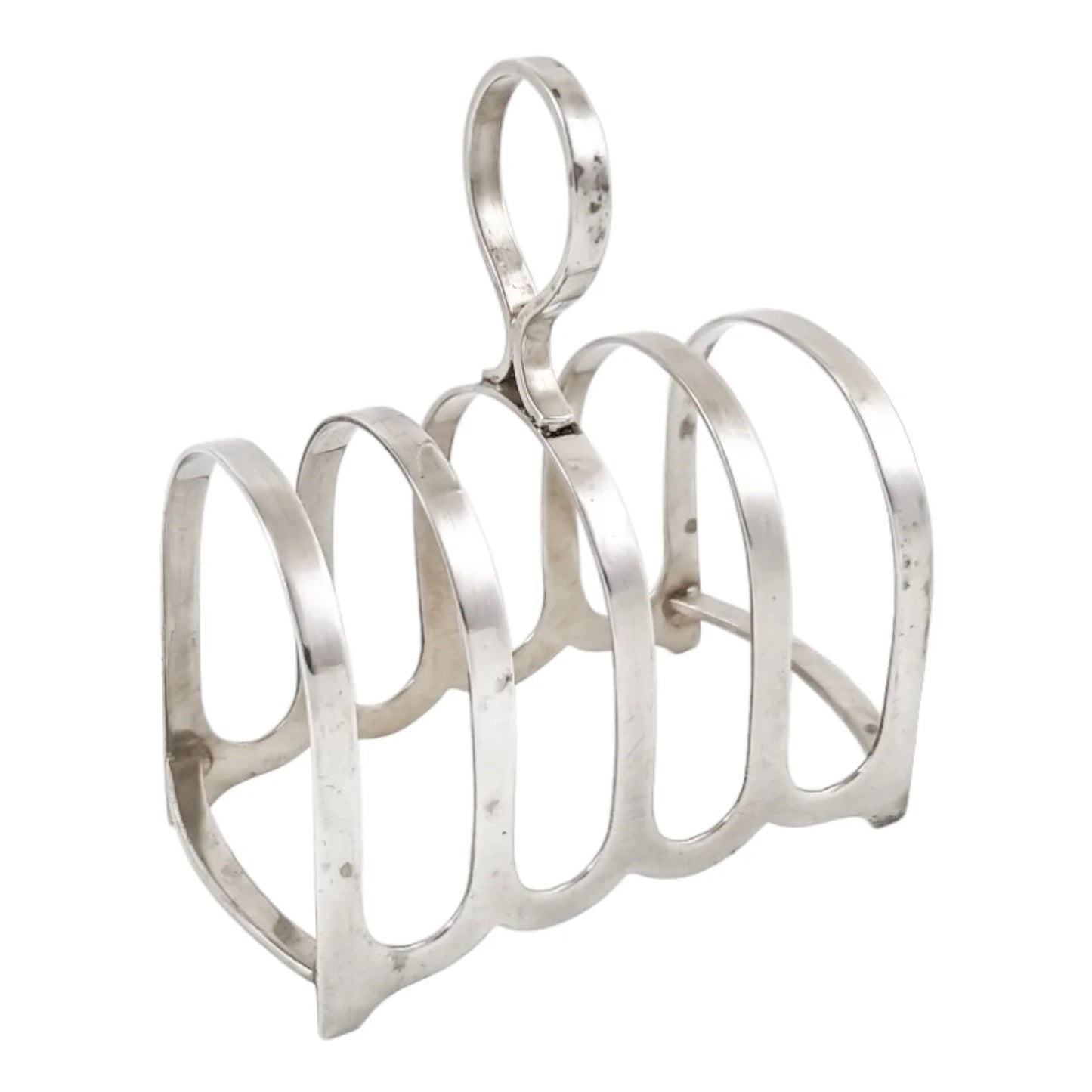 Art Deco sterling silver 5-bar 4 slot bachelor domed toast rack, circular form