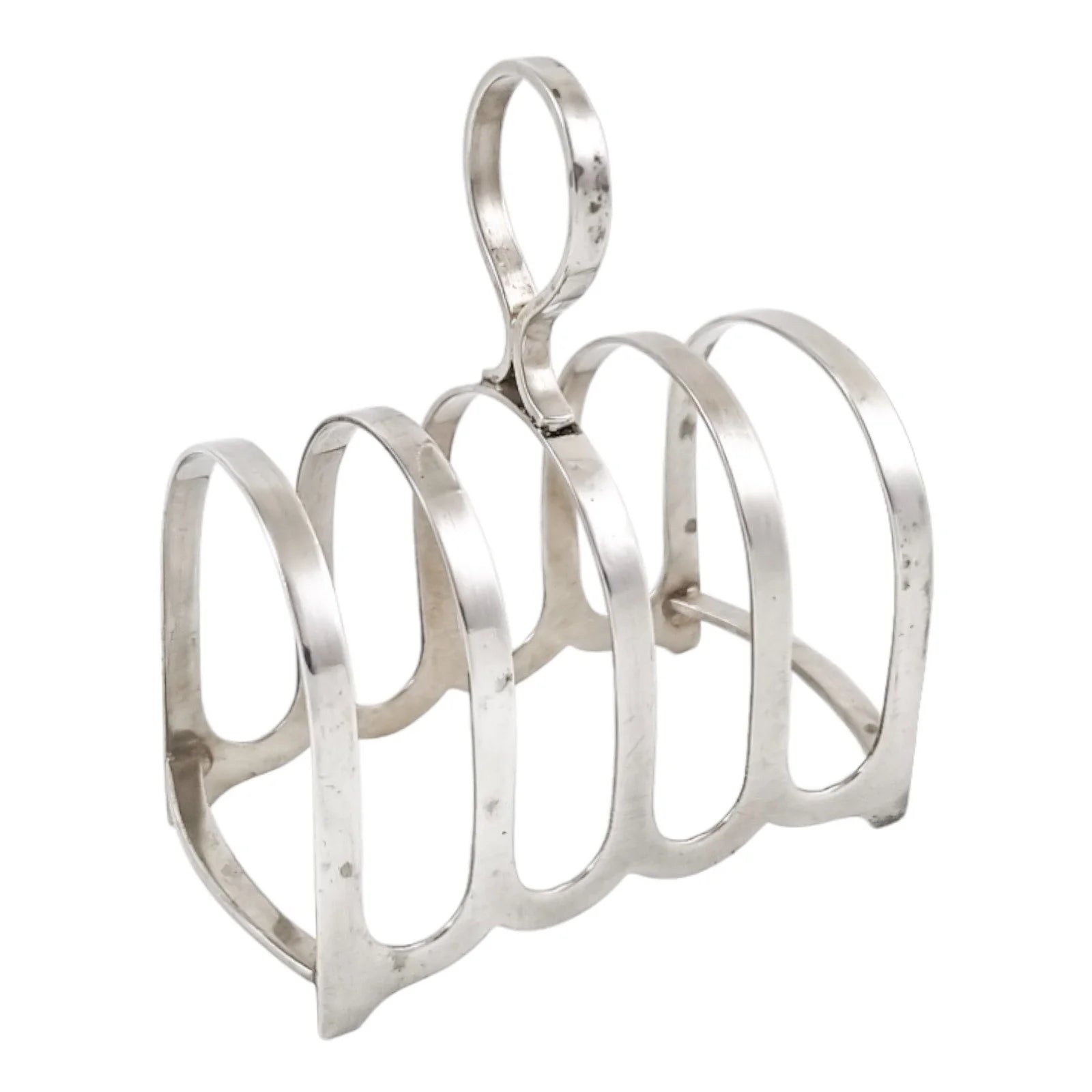 Art Deco sterling silver 5-bar 4 slot bachelor domed toast rack, circular form