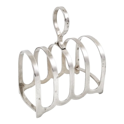 Art Deco sterling silver 5-bar 4 slot bachelor domed toast rack, circular form