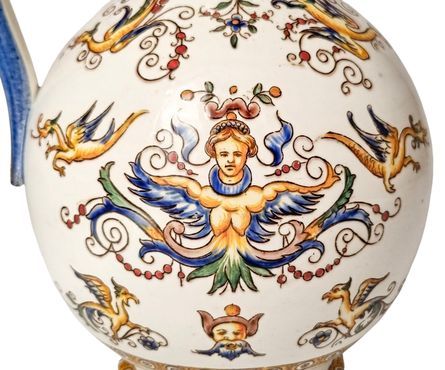 Faïence de Gien Renaissance Revival ewer, c.1880