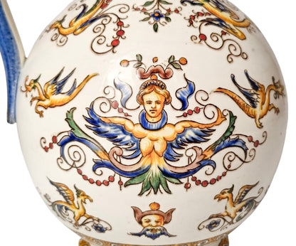 Faïence de Gien Renaissance Revival ewer, c.1880