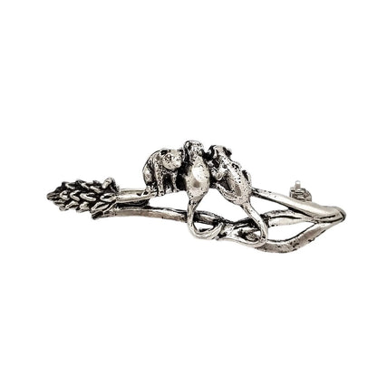 Vintage MASJ three mice on wheat stalk novelty bar brooch