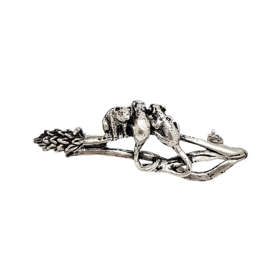 Vintage MASJ three mice on wheat stalk novelty bar brooch
