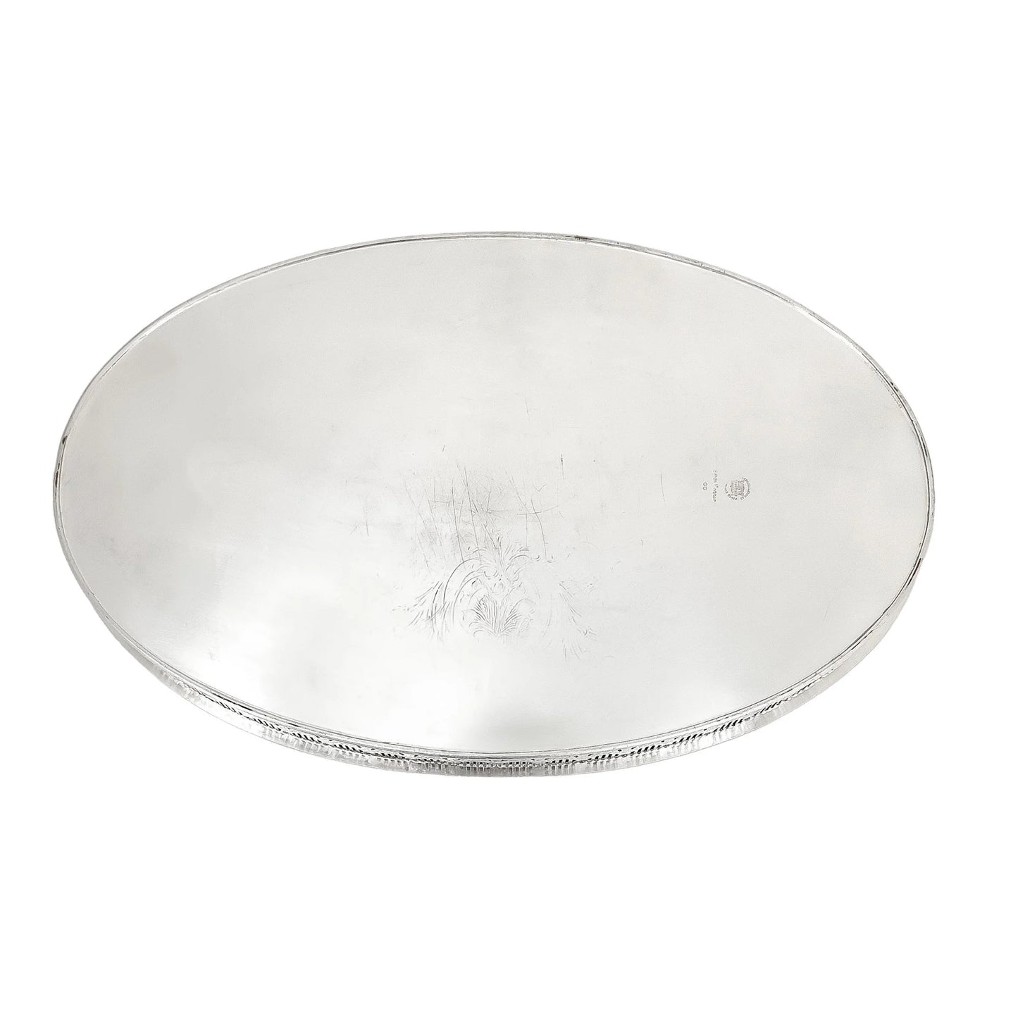 Victorian style mahogany and sterling silver bottle coaster with pierced border