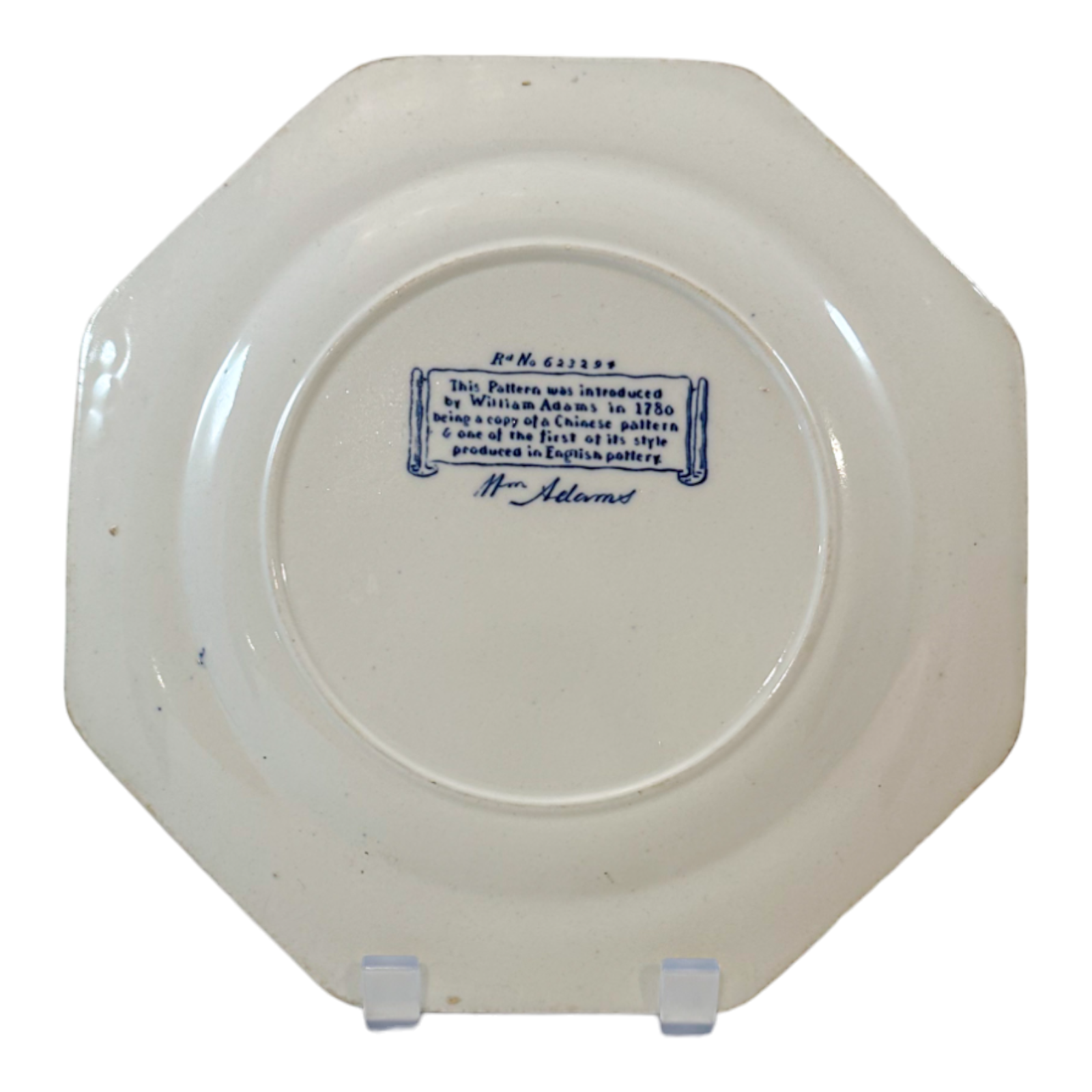 Art Deco Chinoiserie William Adams pair octagonal plates, Chinese Bird pattern