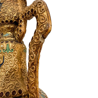 Victorian 1890's Wilhelm Schiller & Sohn twin-handled pottery vase in Islamic style
