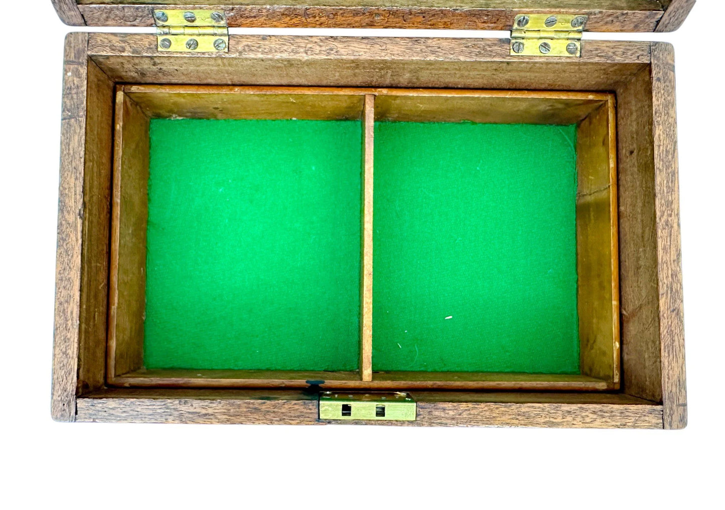 Arts and Crafts oak jewellery box with removable trays and working key