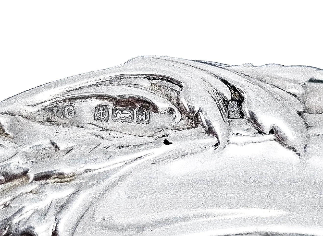 Edwardian sterling silver dressing table pin dish embossed with tulips and foliage