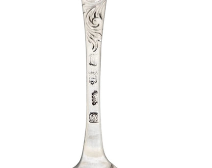 George II silver gilt berry spoon with Green Man mask