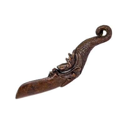 Chinese bronze tea scoop / spice ladle dragon mask and snake body