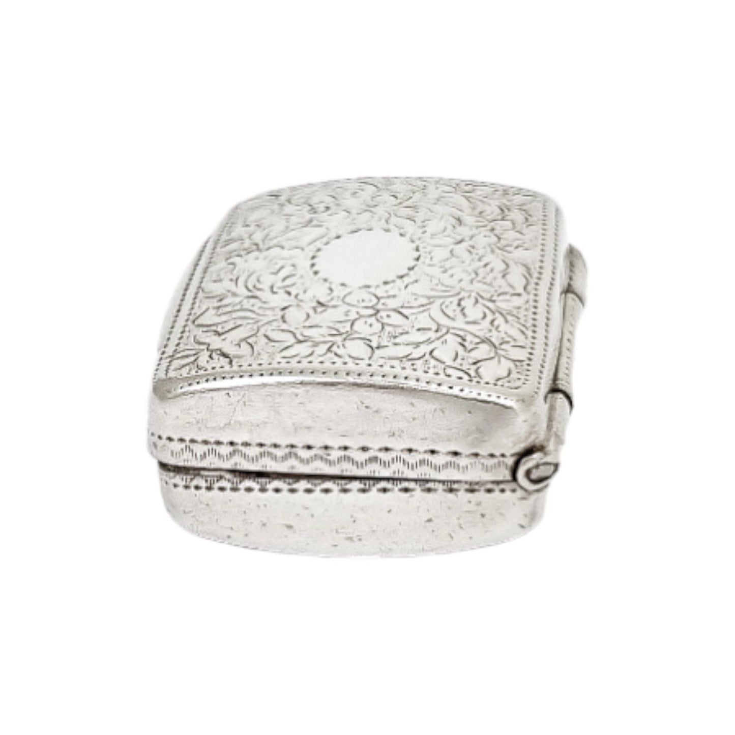 George IV vinaigrette in sterling silver gilt with floral engraving and vacant cartouche, John Thropp, 1822