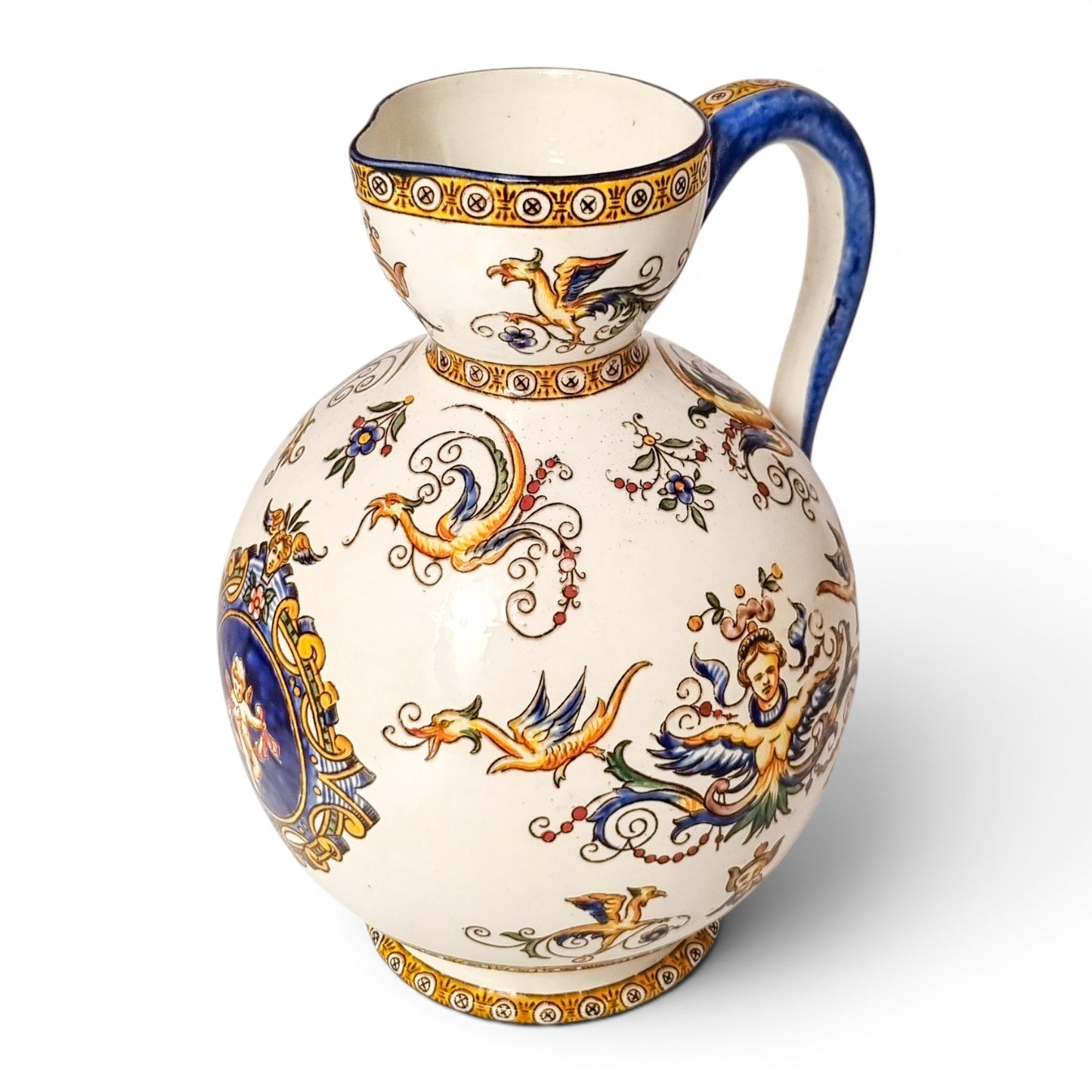 Faïence de Gien Renaissance Revival ewer, c.1880