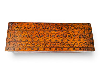 Victorian walnut piqué glove box with lock and key