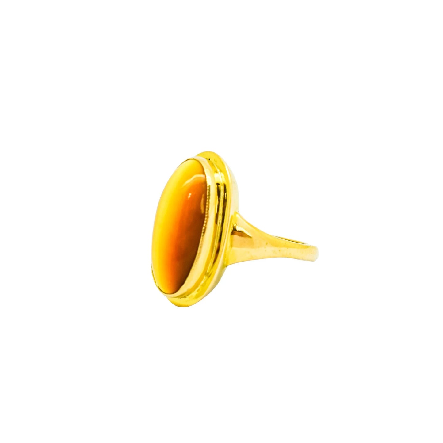 Vintage 1960's 9ct yellow gold oval tiger's eye cocktail ring, size N