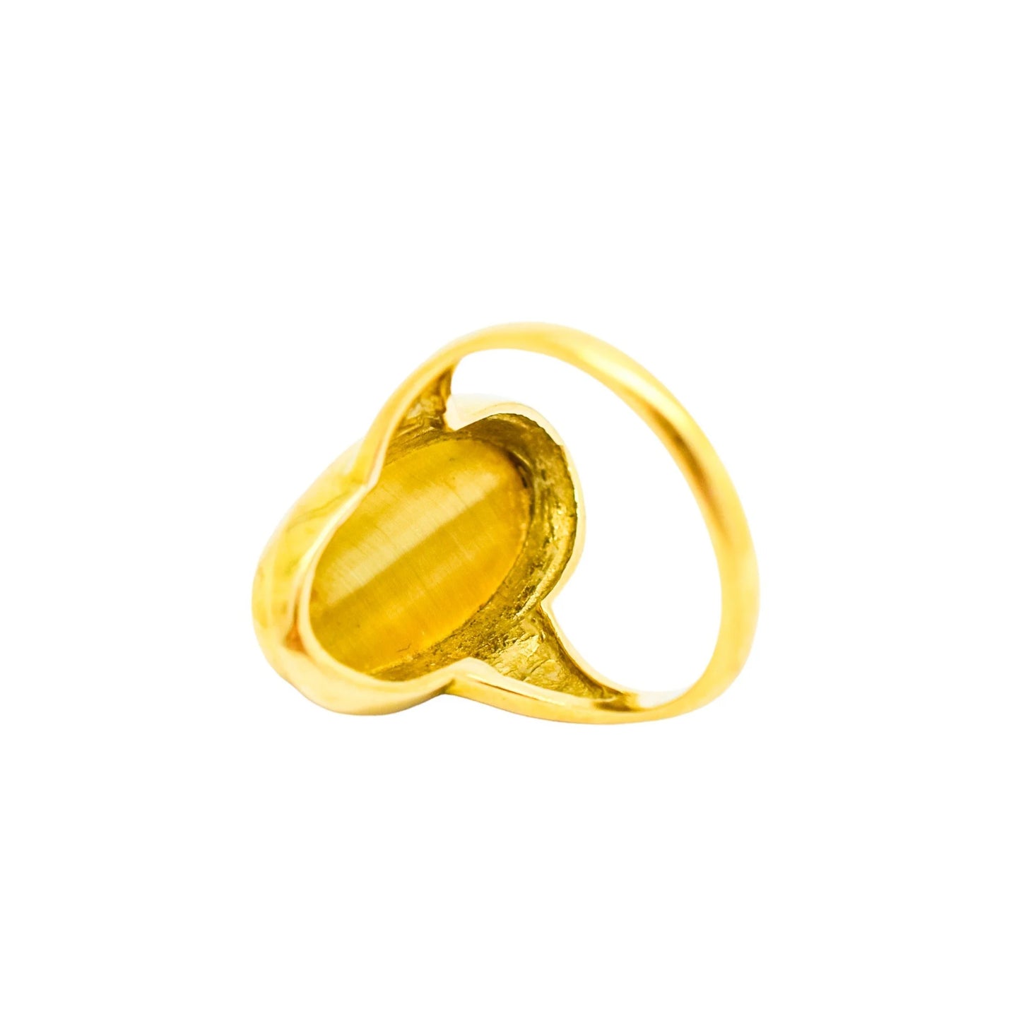 Vintage 1960's 9ct yellow gold oval tiger's eye cocktail ring, size N
