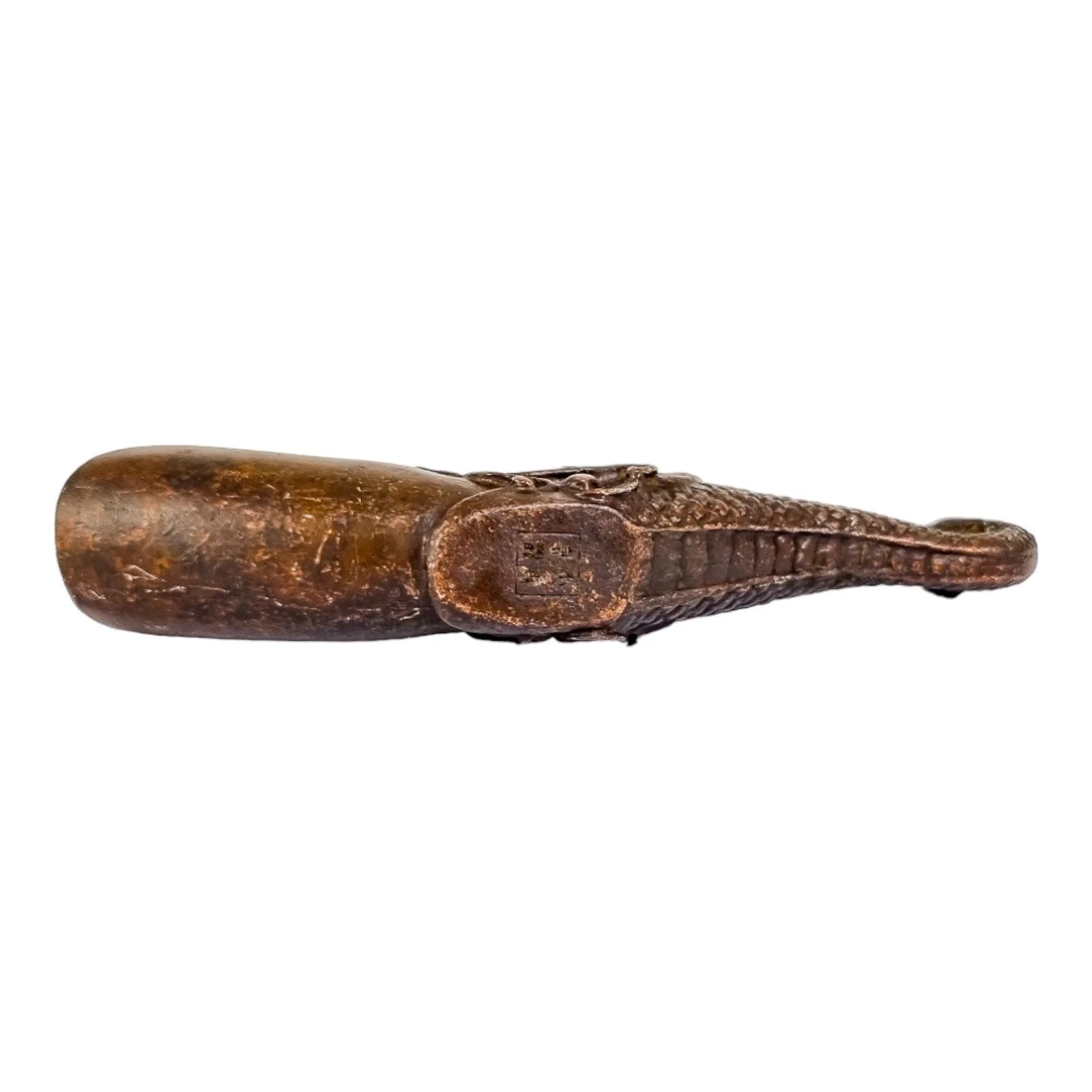 Chinese bronze tea scoop / spice ladle dragon mask and snake body