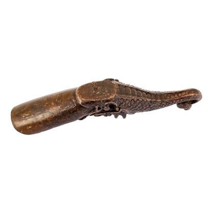 Chinese bronze tea scoop / spice ladle dragon mask and snake body