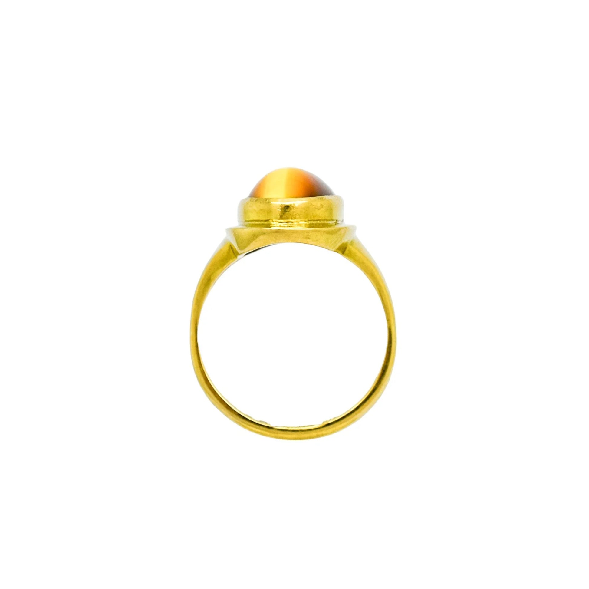 Vintage 1960's 9ct yellow gold oval tiger's eye cocktail ring, size N