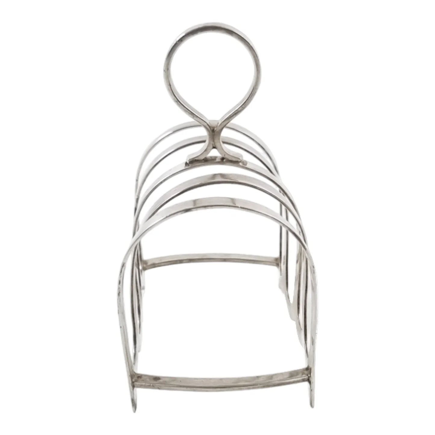 Art Deco sterling silver 5-bar 4 slot bachelor domed toast rack, circular form