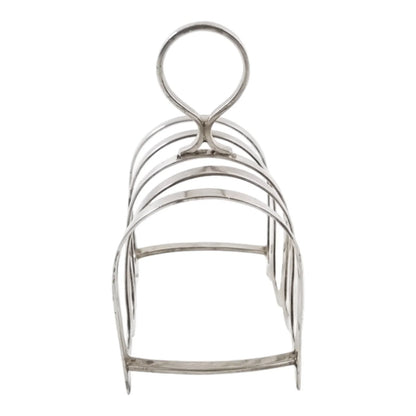 Art Deco sterling silver 5-bar 4 slot bachelor domed toast rack, circular form