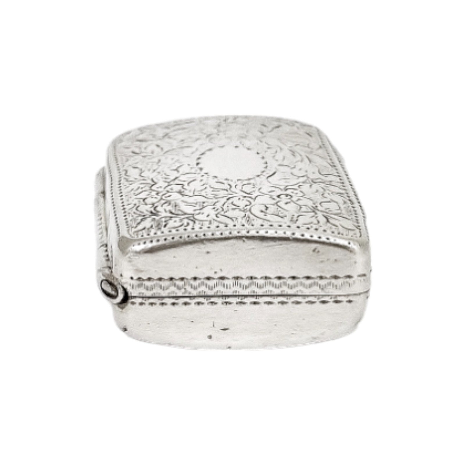 George IV vinaigrette in sterling silver gilt with floral engraving and vacant cartouche, John Thropp, 1822