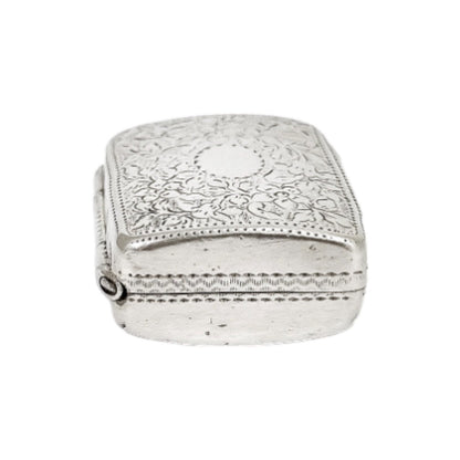 George IV vinaigrette in sterling silver gilt with floral engraving and vacant cartouche, John Thropp, 1822