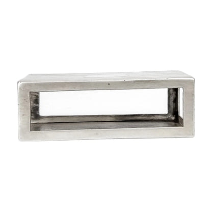 Art Deco sterling silver matchbox holder with vacant cartouche and banded design