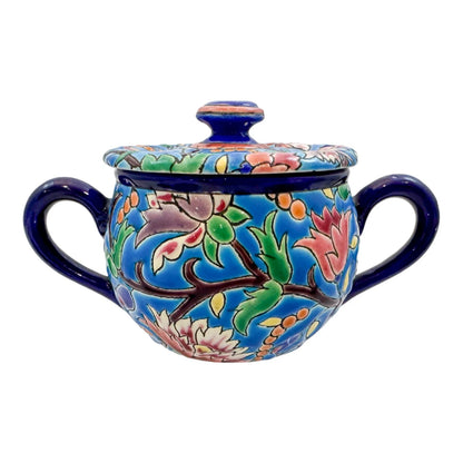 1930's Art Deco Longwy French cloisonné faience enamel pottery tea set, Japanese design