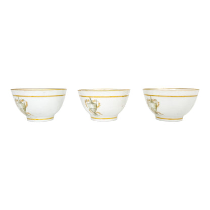 Georgian Thomas Wolfe (Factory Z) porcelain set of 3 bat-printed tea slop bowls, c. 1800