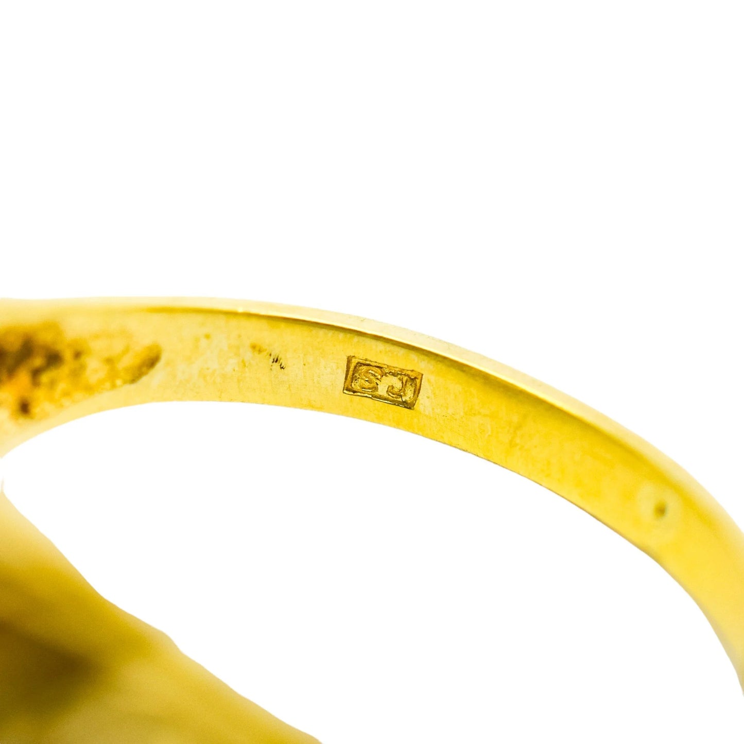 1970's 9ct yellow gold lemon citrine statement trilogy ring, size N ½