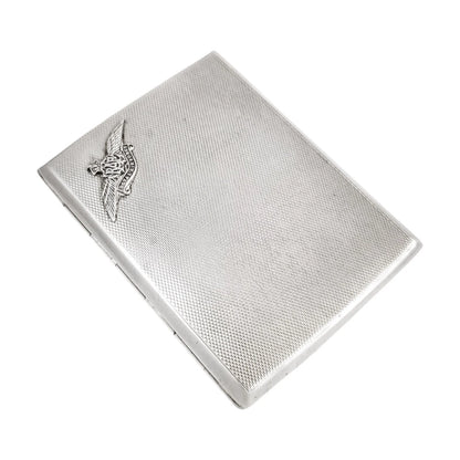 1930's Royal Air Force (RAF) gilt sterling silver engine-turned cigarette or card case
