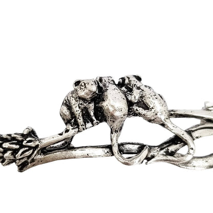 Vintage MASJ three mice on wheat stalk novelty bar brooch